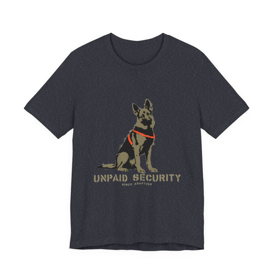 Heather Navy — Front | German Shepherd 'Unpaid Security' Tee