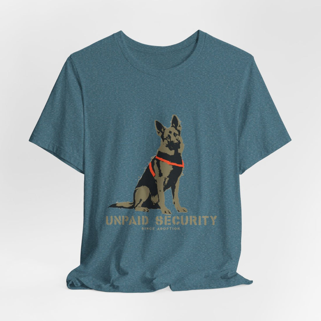Heather Deep Teal — Hanging | German Shepherd 'Unpaid Security' Tee