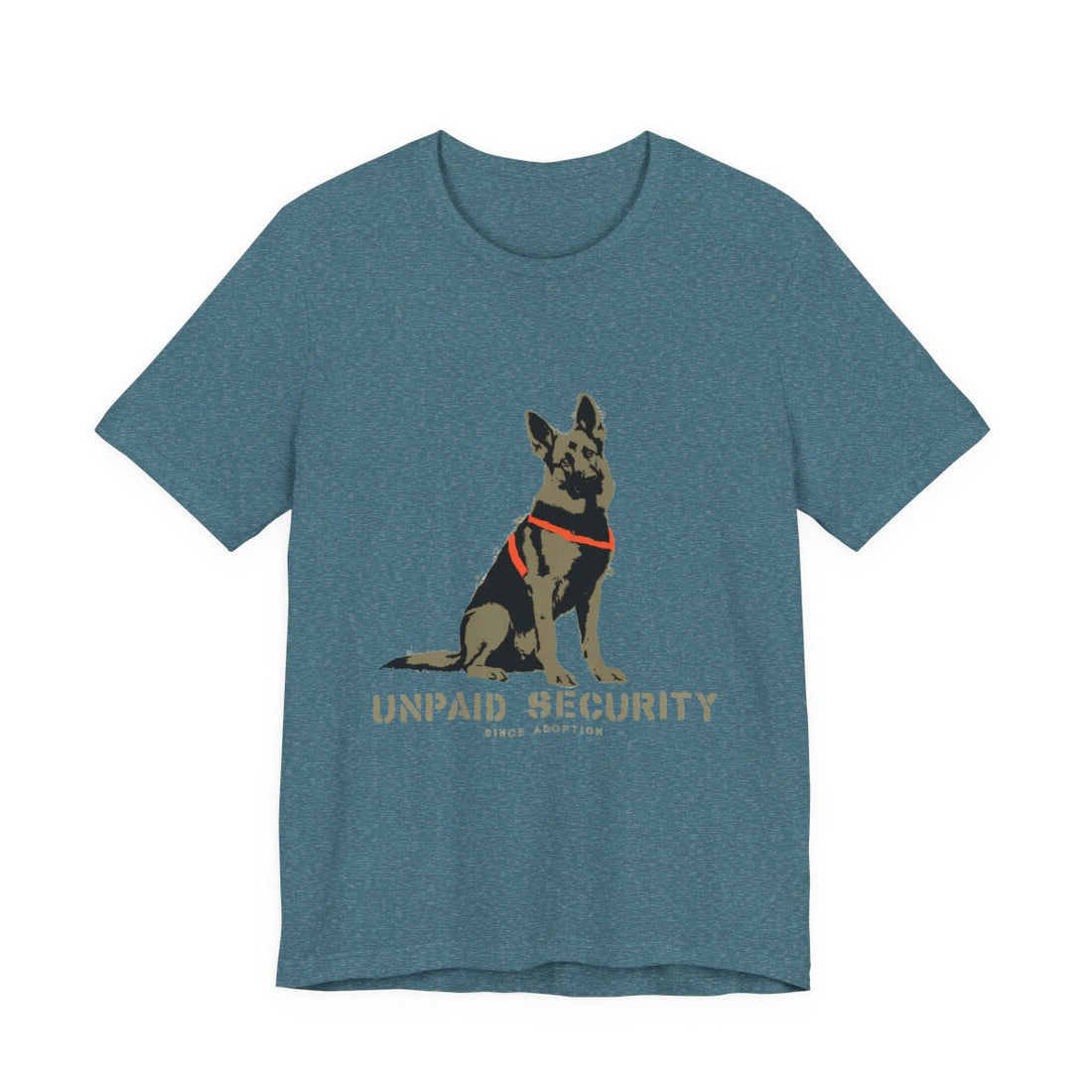 Heather Deep Teal — Front | German Shepherd 'Unpaid Security' Tee