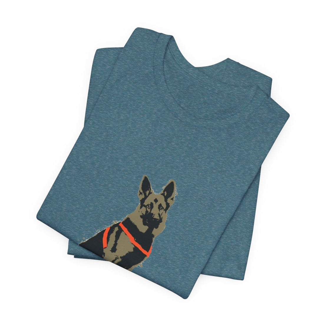 Heather Deep Teal — Folded | German Shepherd 'Unpaid Security' Tee