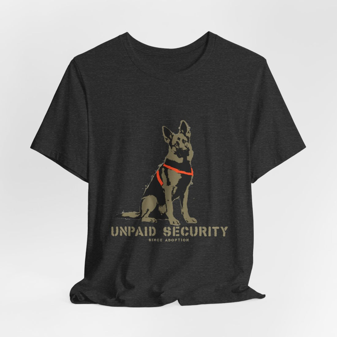 Dark Grey Heather — Hanging | German Shepherd 'Unpaid Security' Tee