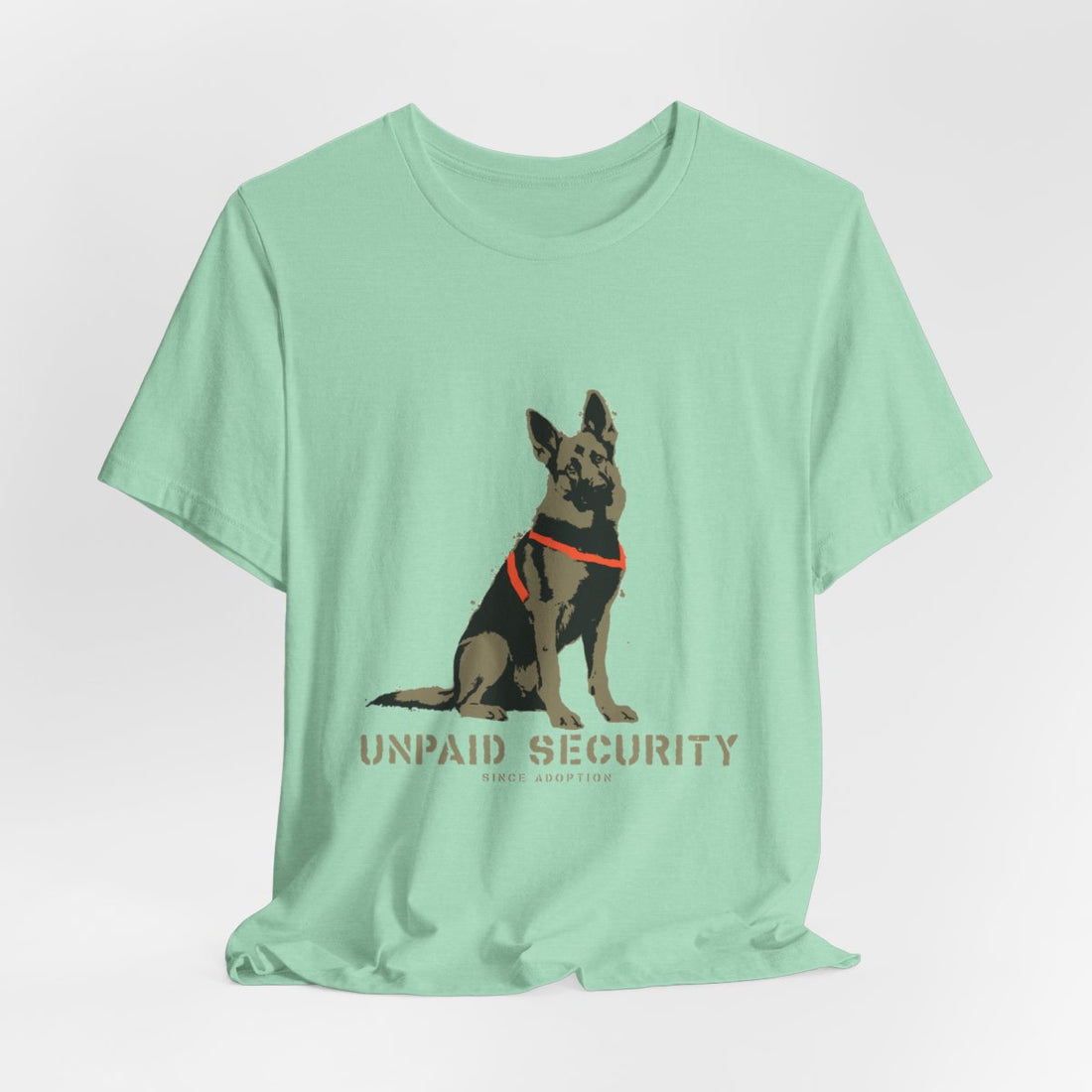 Heather Mint — Hanging | German Shepherd 'Unpaid Security' Tee