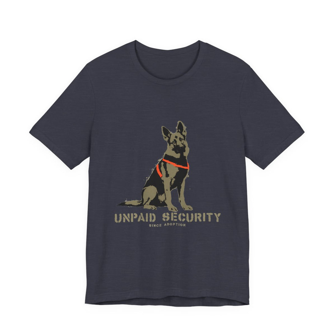 Heather Midnight Navy — Front | German Shepherd 'Unpaid Security' Tee