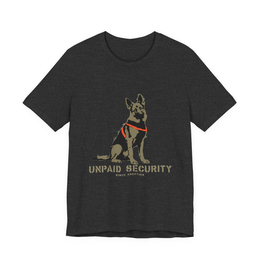 Dark Grey Heather — Front | German Shepherd 'Unpaid Security' Tee