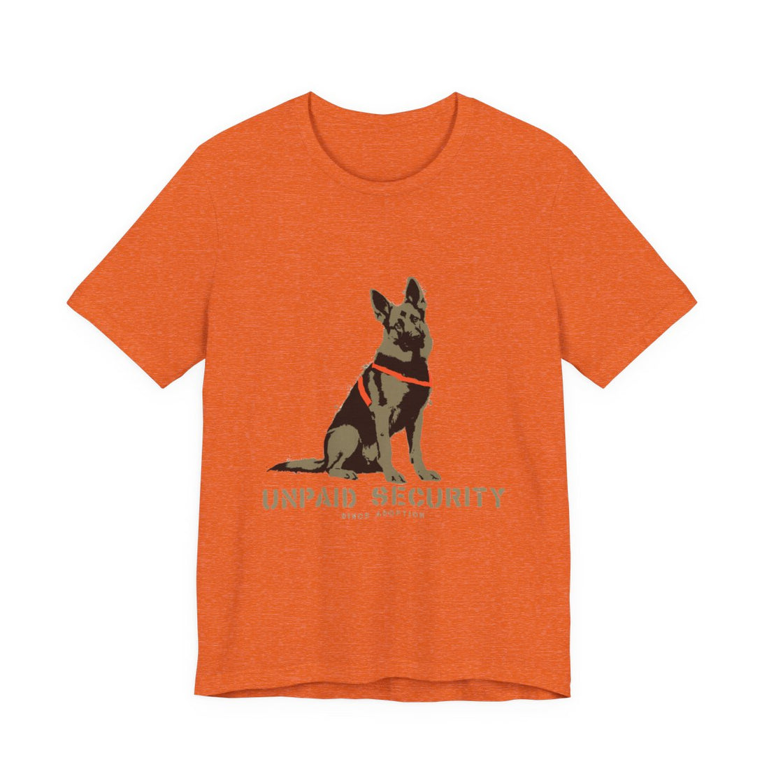 Heather Orange — Front | German Shepherd 'Unpaid Security' Tee