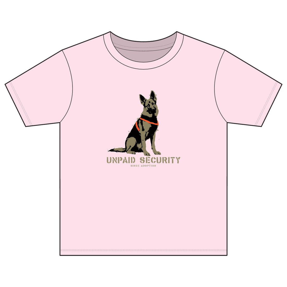 Light Pink — Front | German Shepherd 'Unpaid Security' Youth Tee