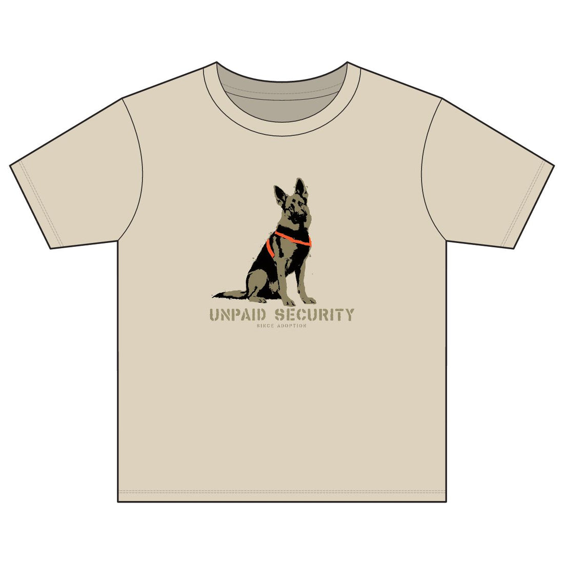 Sand — Front | German Shepherd 'Unpaid Security' Youth Tee
