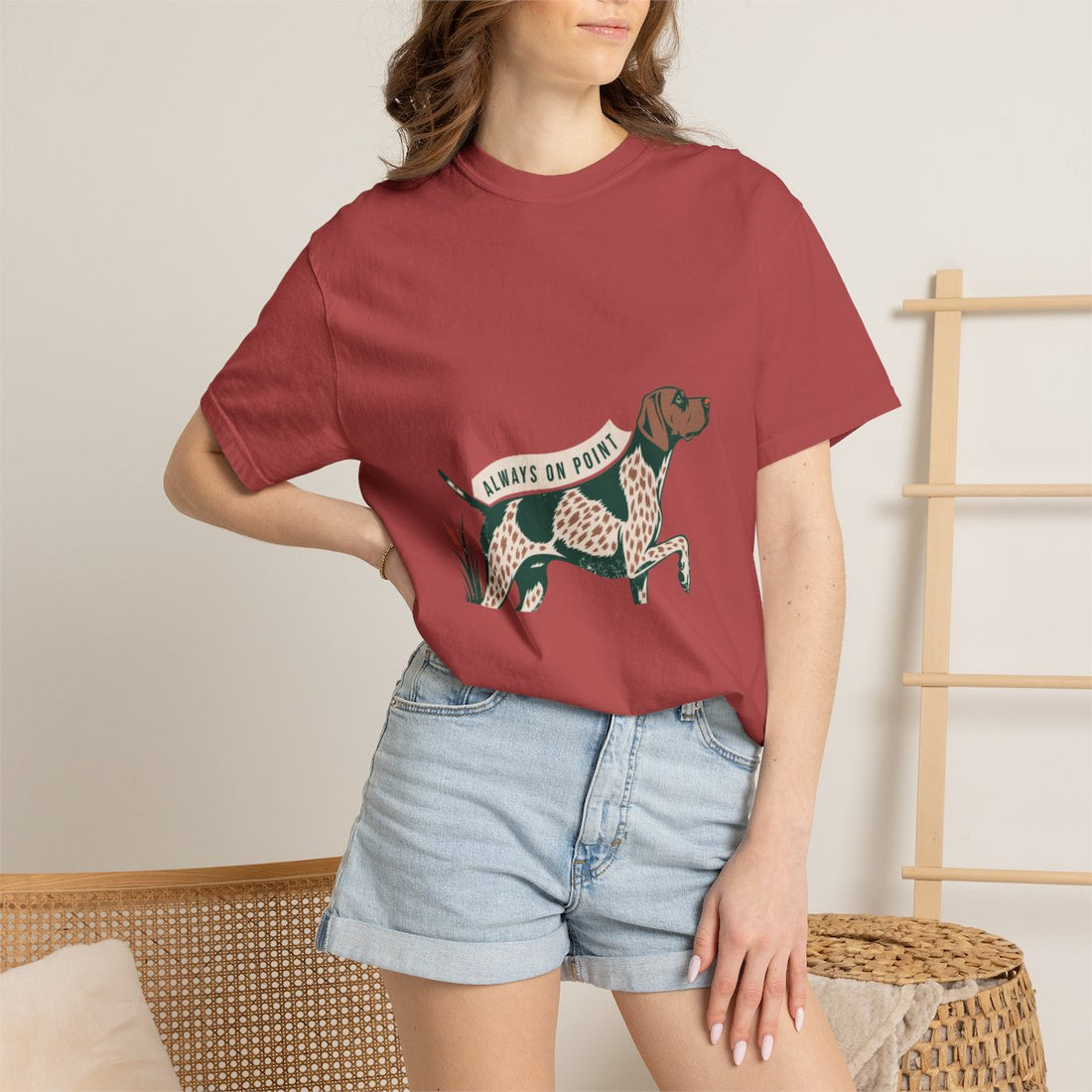 Crimson — Lifestyle | German Shorthaired Pointer 'Always On Point' Garment-Dyed Tee