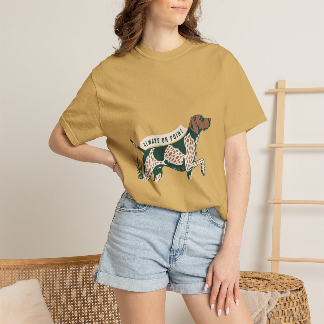 Mustard — Lifestyle | German Shorthaired Pointer 'Always On Point' Garment-Dyed Tee