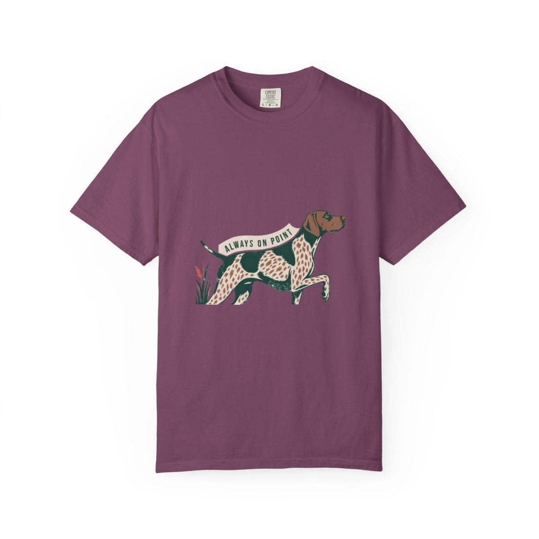 Berry — Front | German Shorthaired Pointer 'Always On Point' Garment-Dyed Tee