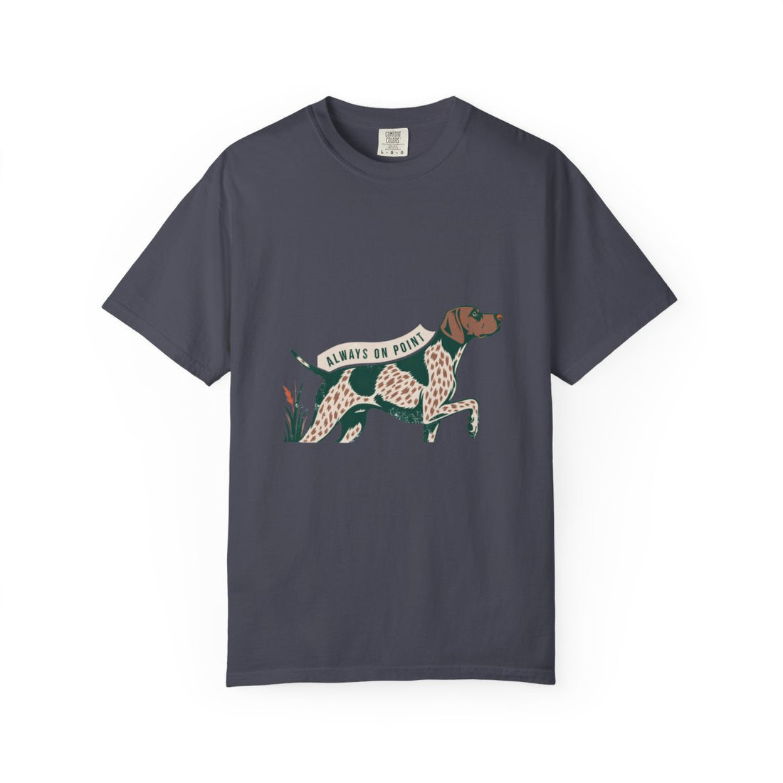 Navy — Front | German Shorthaired Pointer 'Always On Point' Garment-Dyed Tee