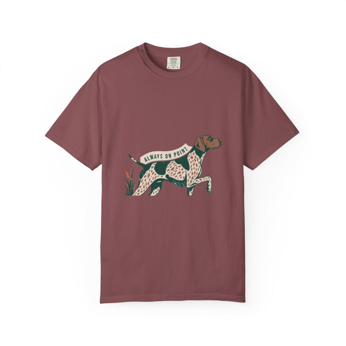 Brick — Front | German Shorthaired Pointer 'Always On Point' Garment-Dyed Tee