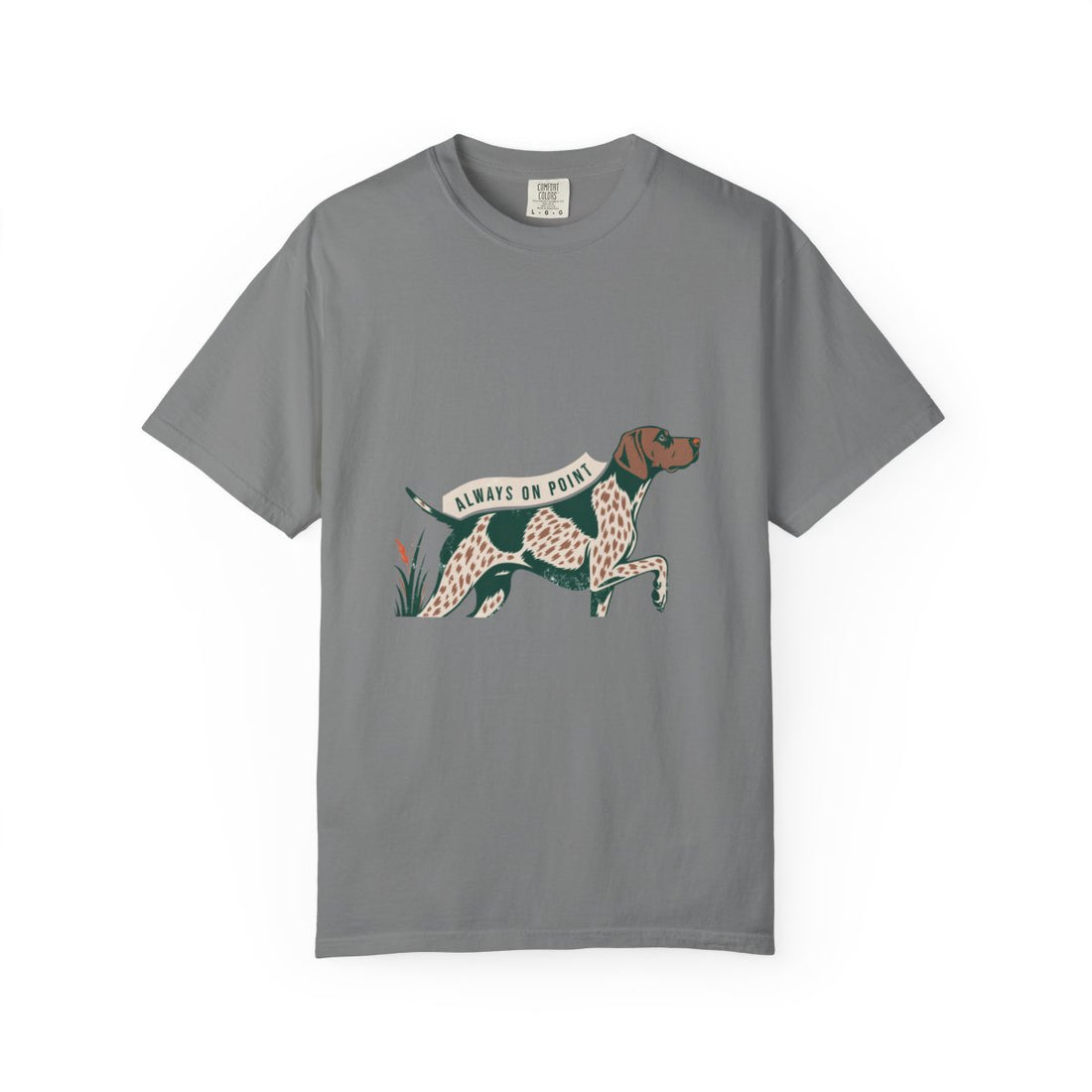 Grey — Front | German Shorthaired Pointer 'Always On Point' Garment-Dyed Tee