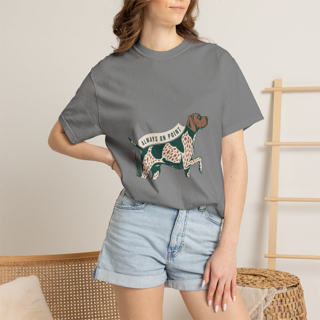 Grey — Lifestyle | German Shorthaired Pointer 'Always On Point' Garment-Dyed Tee