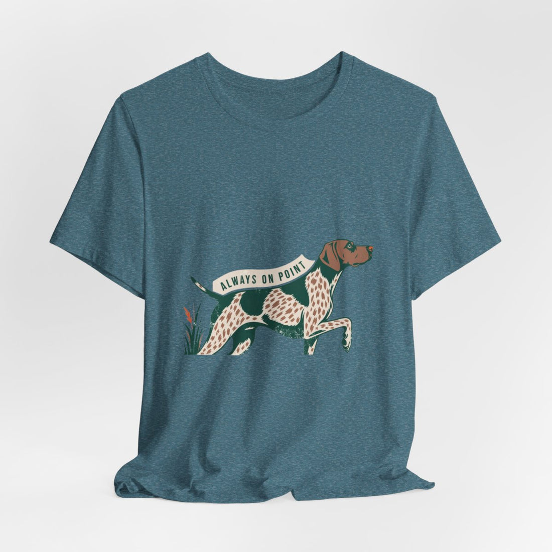 Heather Deep Teal — Hanging | German Shorthaired Pointer 'Always On Point' Tee