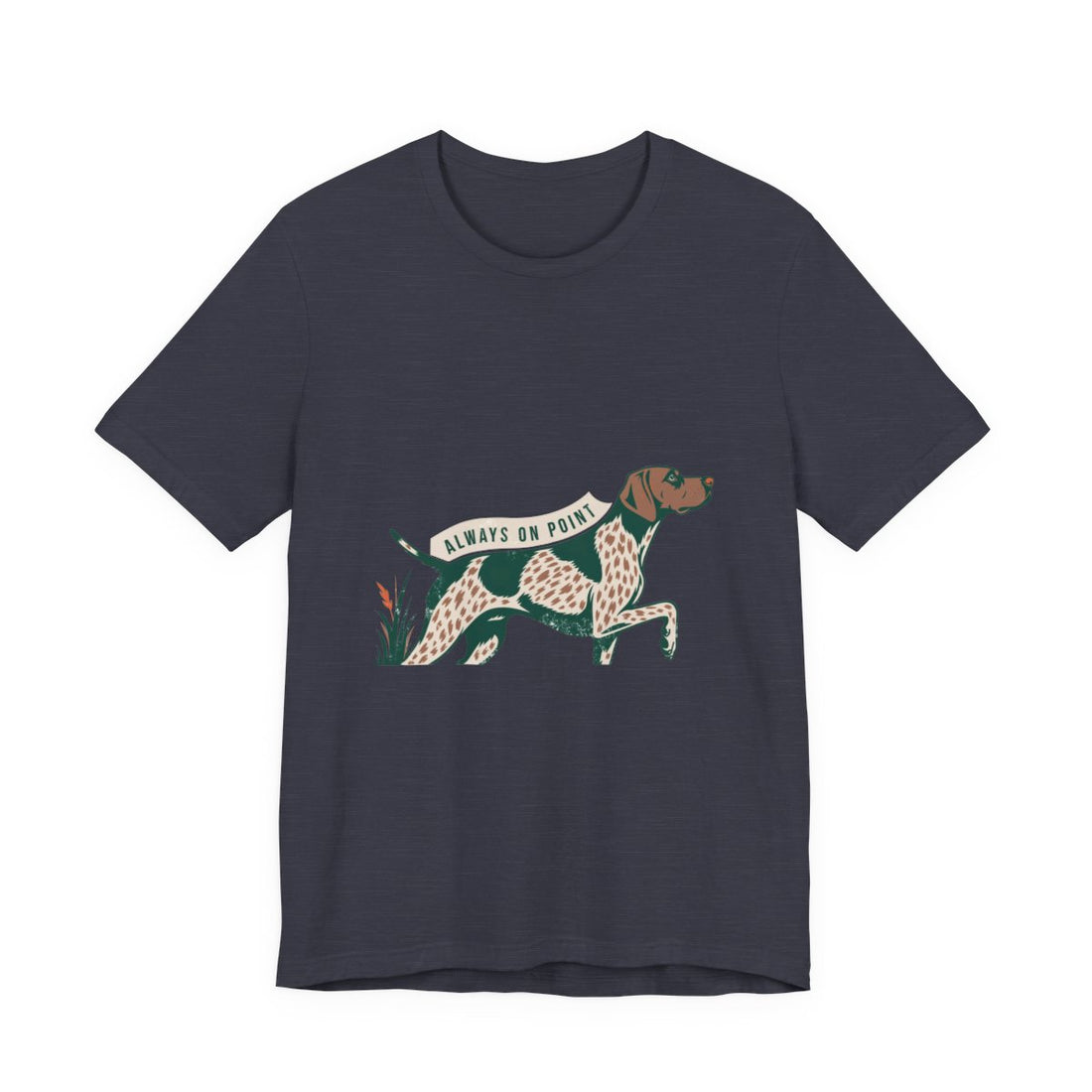 Heather Midnight Navy — Front | German Shorthaired Pointer 'Always On Point' Tee