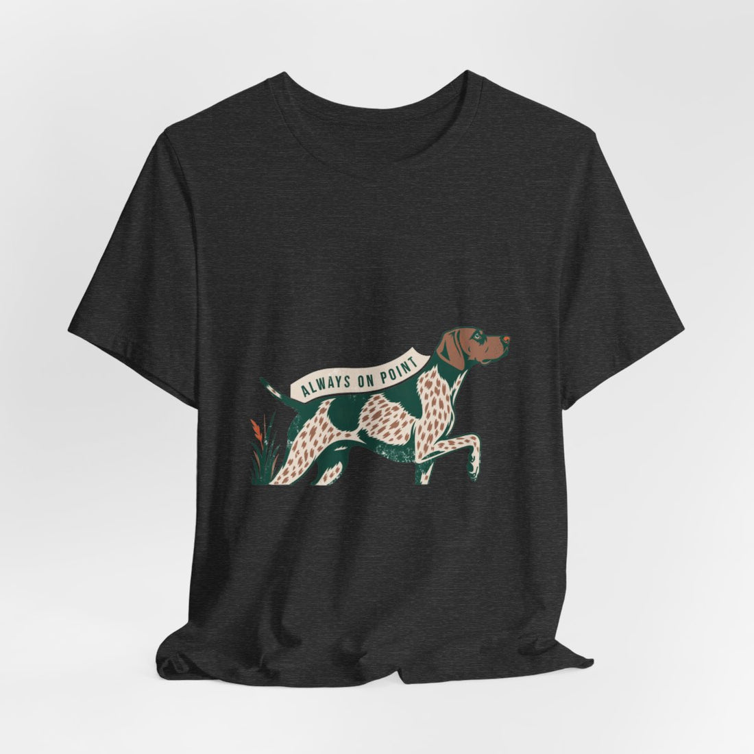 Dark Grey Heather — Hanging | German Shorthaired Pointer 'Always On Point' Tee