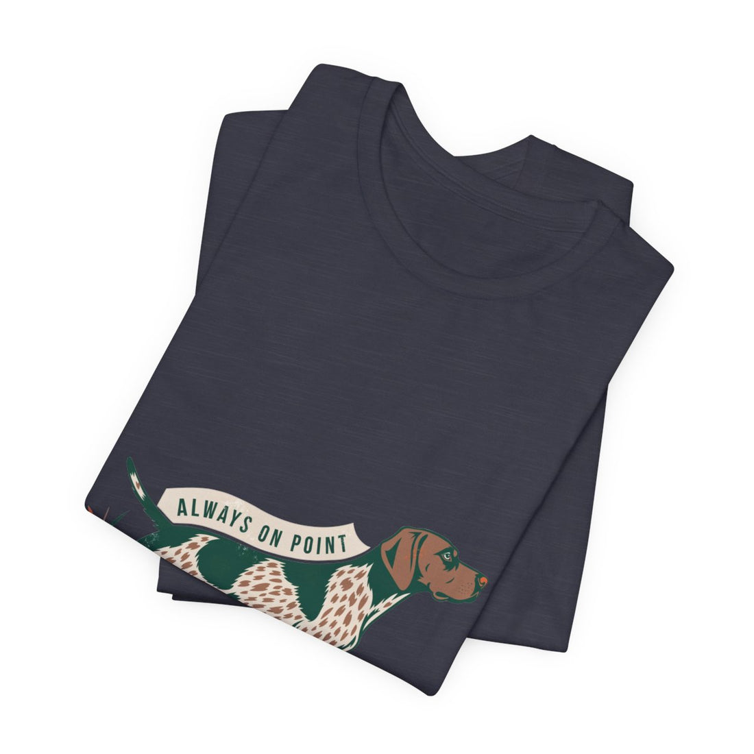 Heather Midnight Navy — Folded | German Shorthaired Pointer 'Always On Point' Tee