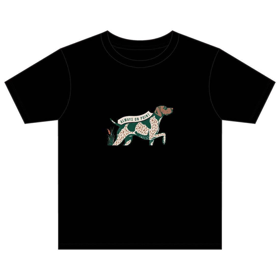 Black — Front | German Shorthaired Pointer 'Always On Point' Youth Tee