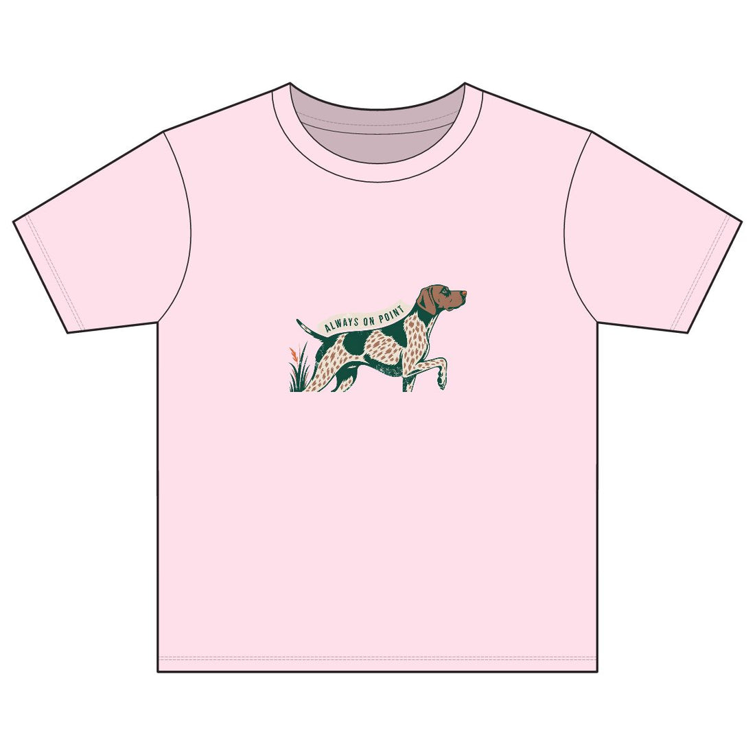 Light Pink — Front | German Shorthaired Pointer 'Always On Point' Youth Tee