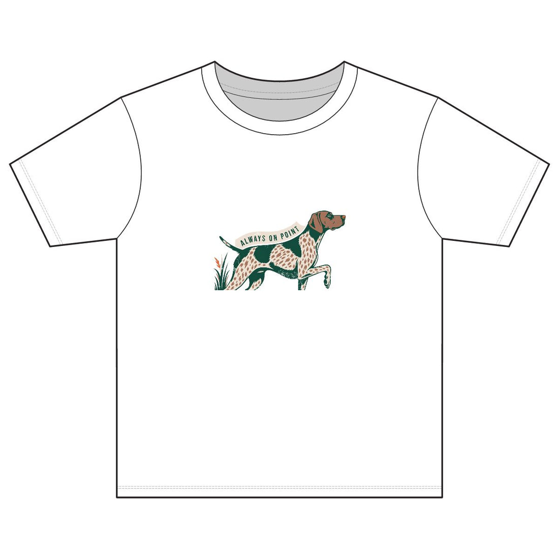 White — Front | German Shorthaired Pointer 'Always On Point' Youth Tee