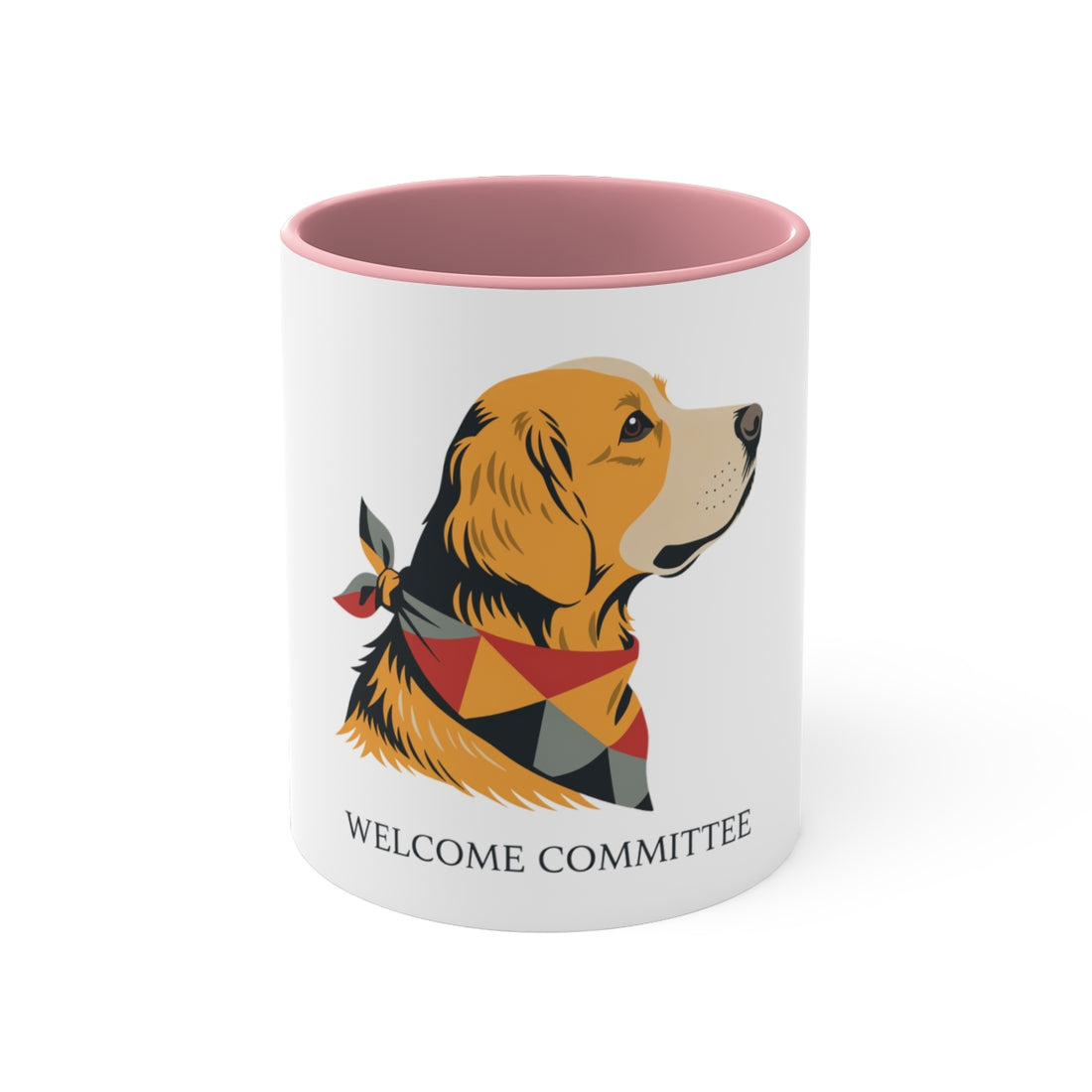 Pink — Front | Golden Retriever Welcome Committee Accent Mug