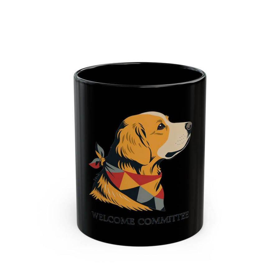 Golden Retriever Welcome Committee Black Mug