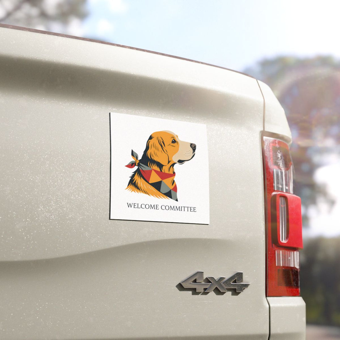 5'' × 5'' — Detail | Golden Retriever Welcome Committee Car Magnet