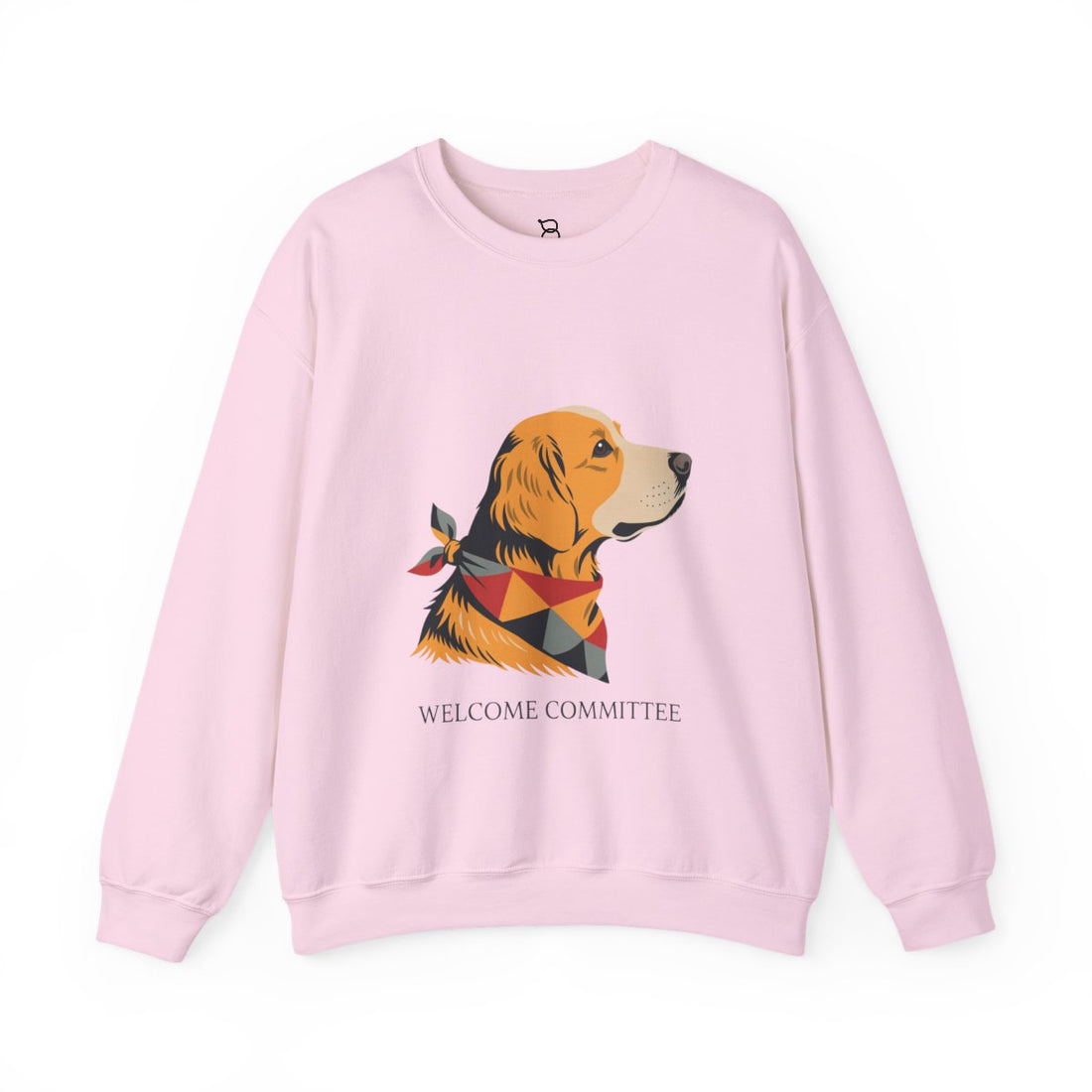 Light Pink — Front | Golden Retriever Welcome Committee Crewneck