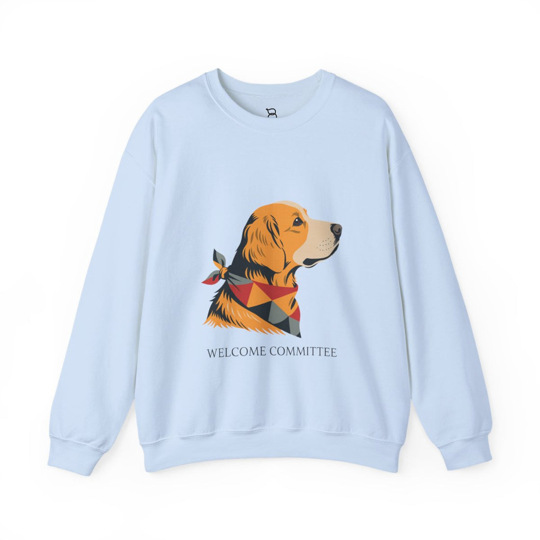 Light Blue — Front | Golden Retriever Welcome Committee Crewneck
