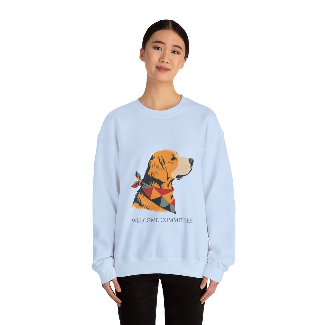 Light Blue — Lifestyle | Golden Retriever Welcome Committee Crewneck