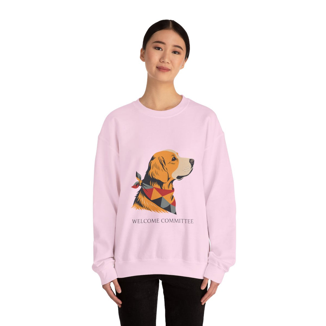 Light Pink — Lifestyle | Golden Retriever Welcome Committee Crewneck