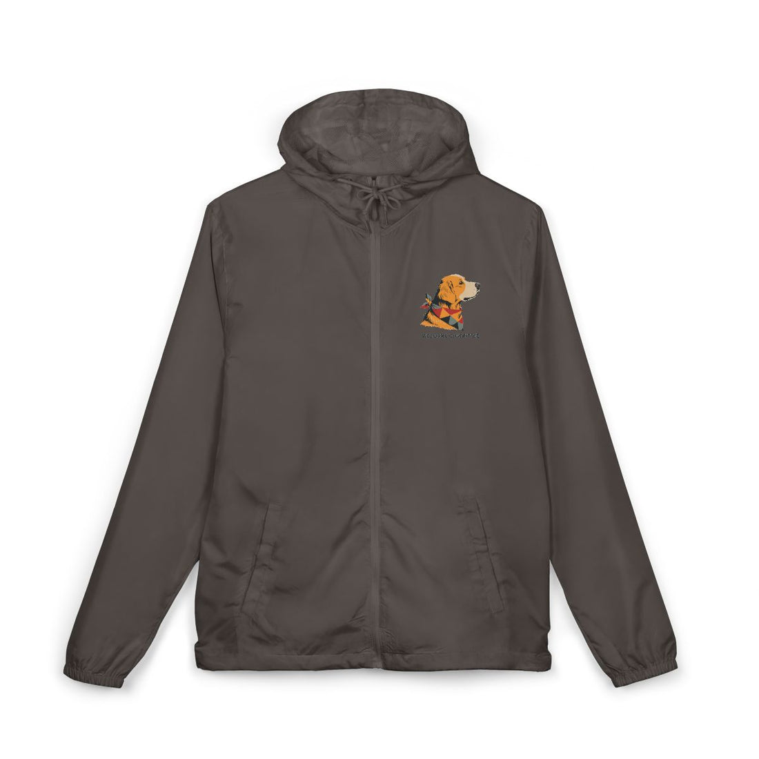 Graphite — Front | Golden Retriever Welcome Committee Full-Zip Windbreaker