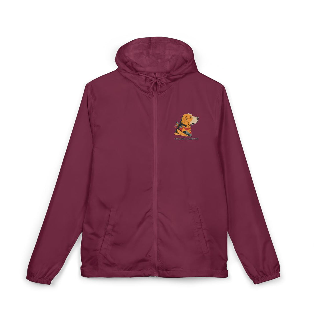 Maroon — Front | Golden Retriever Welcome Committee Full-Zip Windbreaker