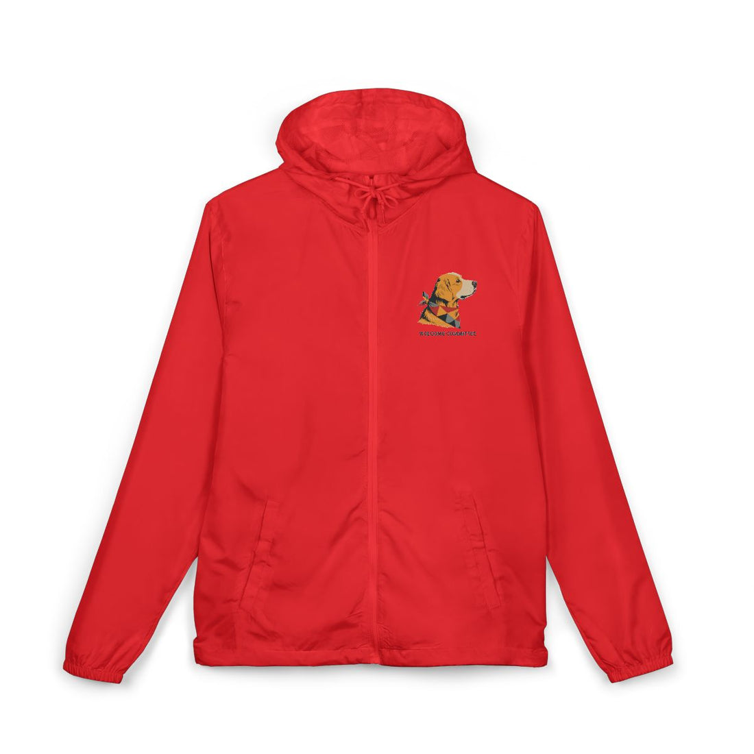 Red — Front | Golden Retriever Welcome Committee Full-Zip Windbreaker