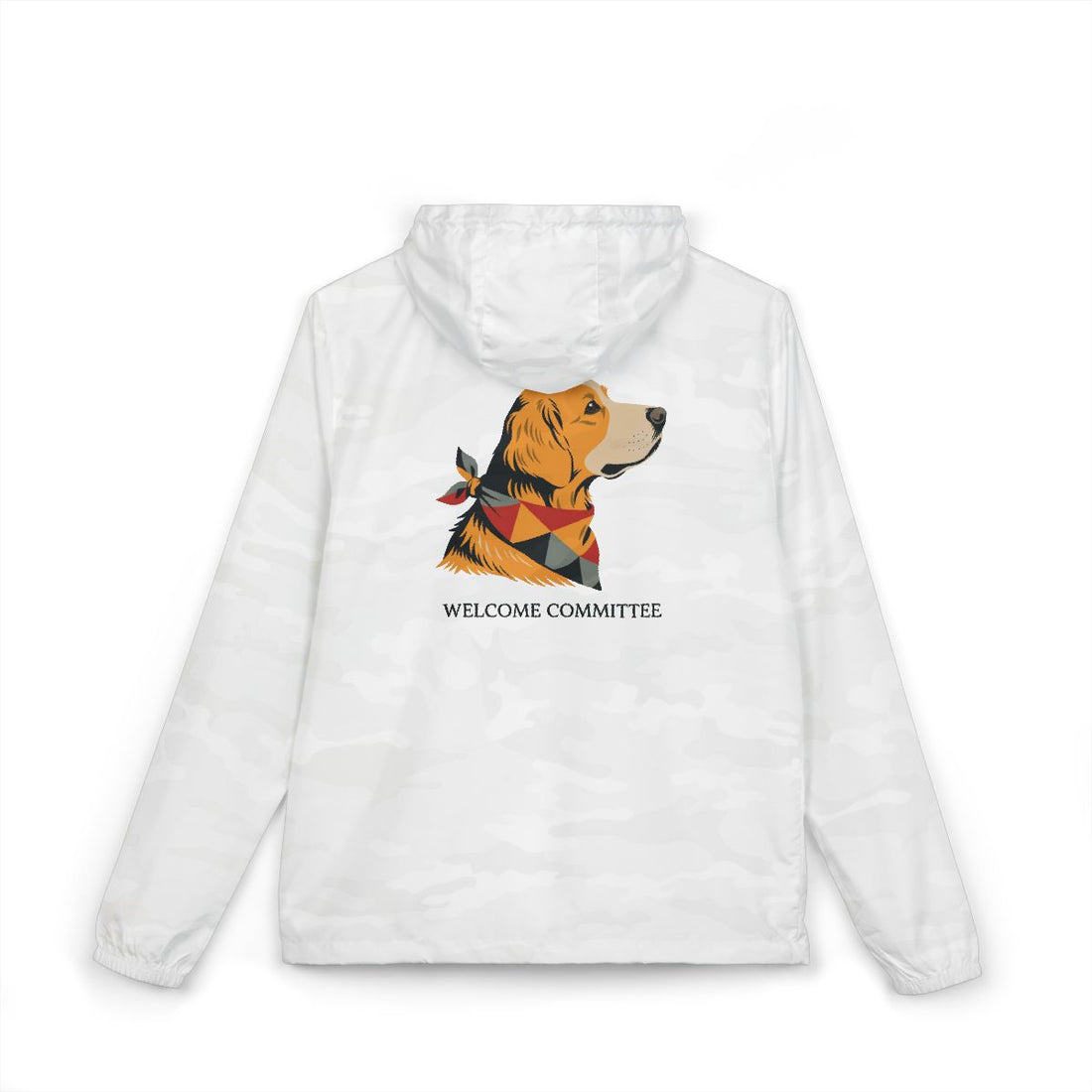 White Camo — Back | Golden Retriever Welcome Committee Full-Zip Windbreaker