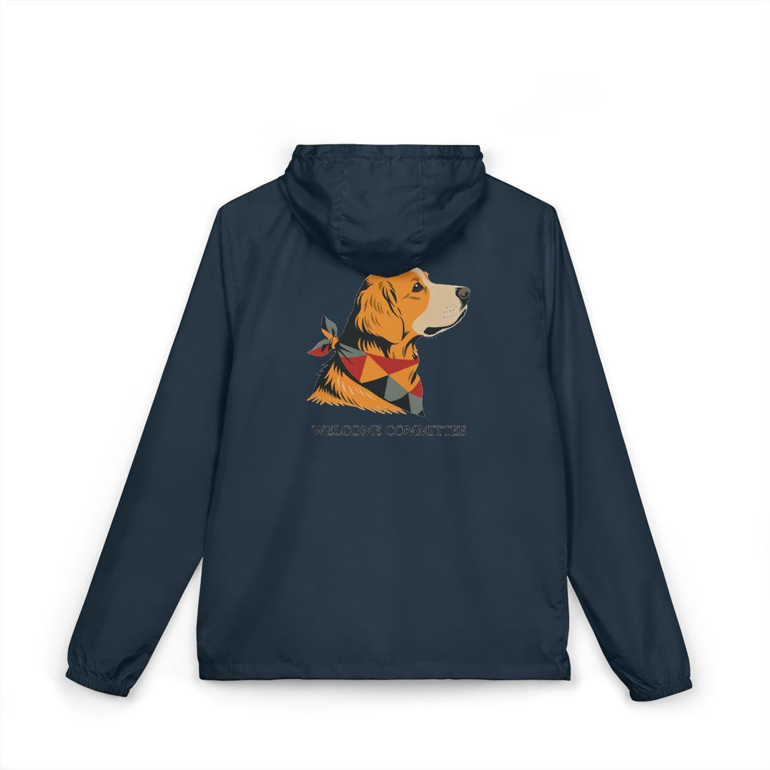 Classic Navy — Back | Golden Retriever Welcome Committee Full-Zip Windbreaker