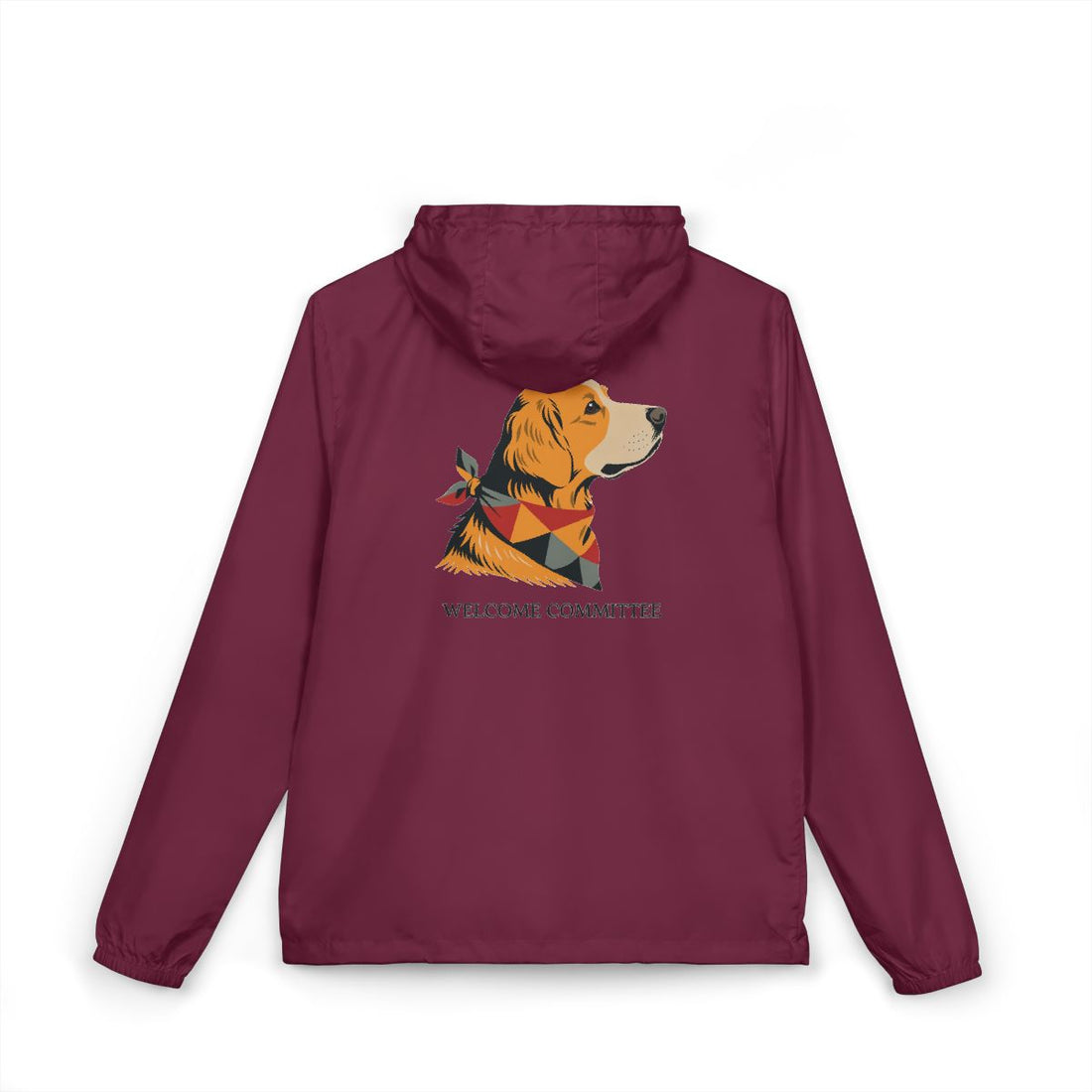 Maroon — Back | Golden Retriever Welcome Committee Full-Zip Windbreaker