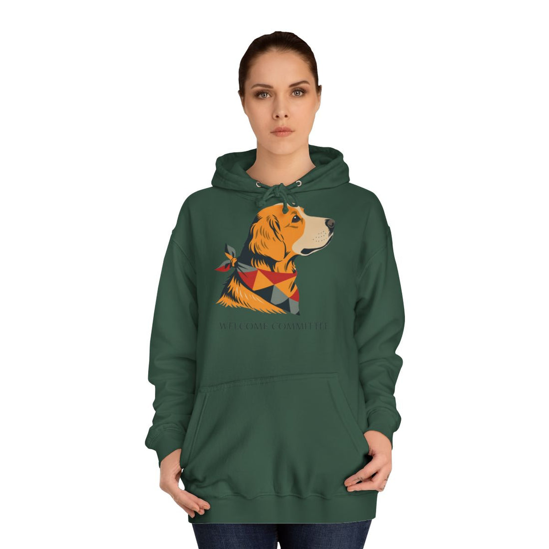 Bottle Green — Lifestyle | Golden Retriever Welcome Committee Hoodie