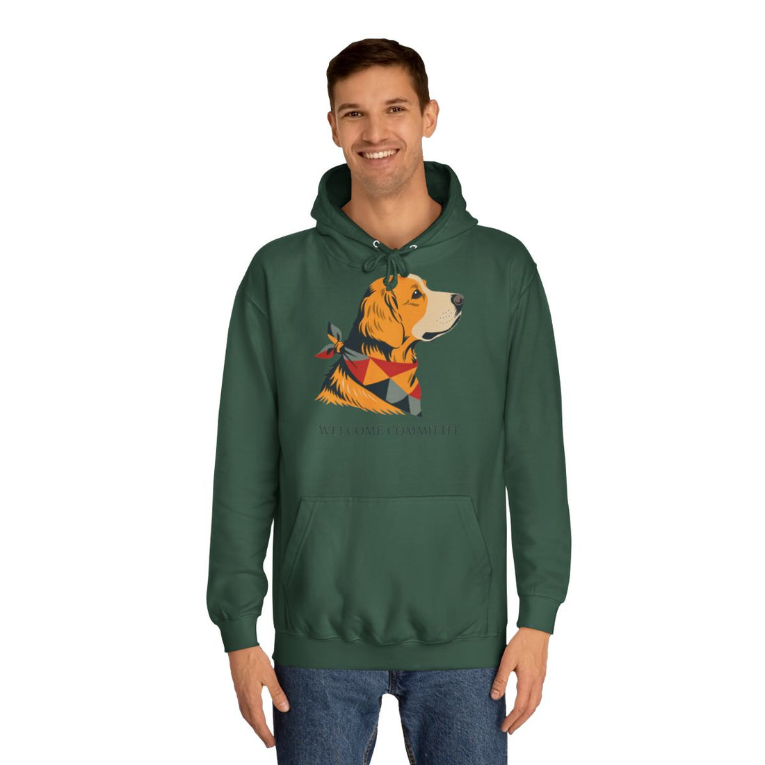 Bottle Green — Lifestyle | Golden Retriever Welcome Committee Hoodie