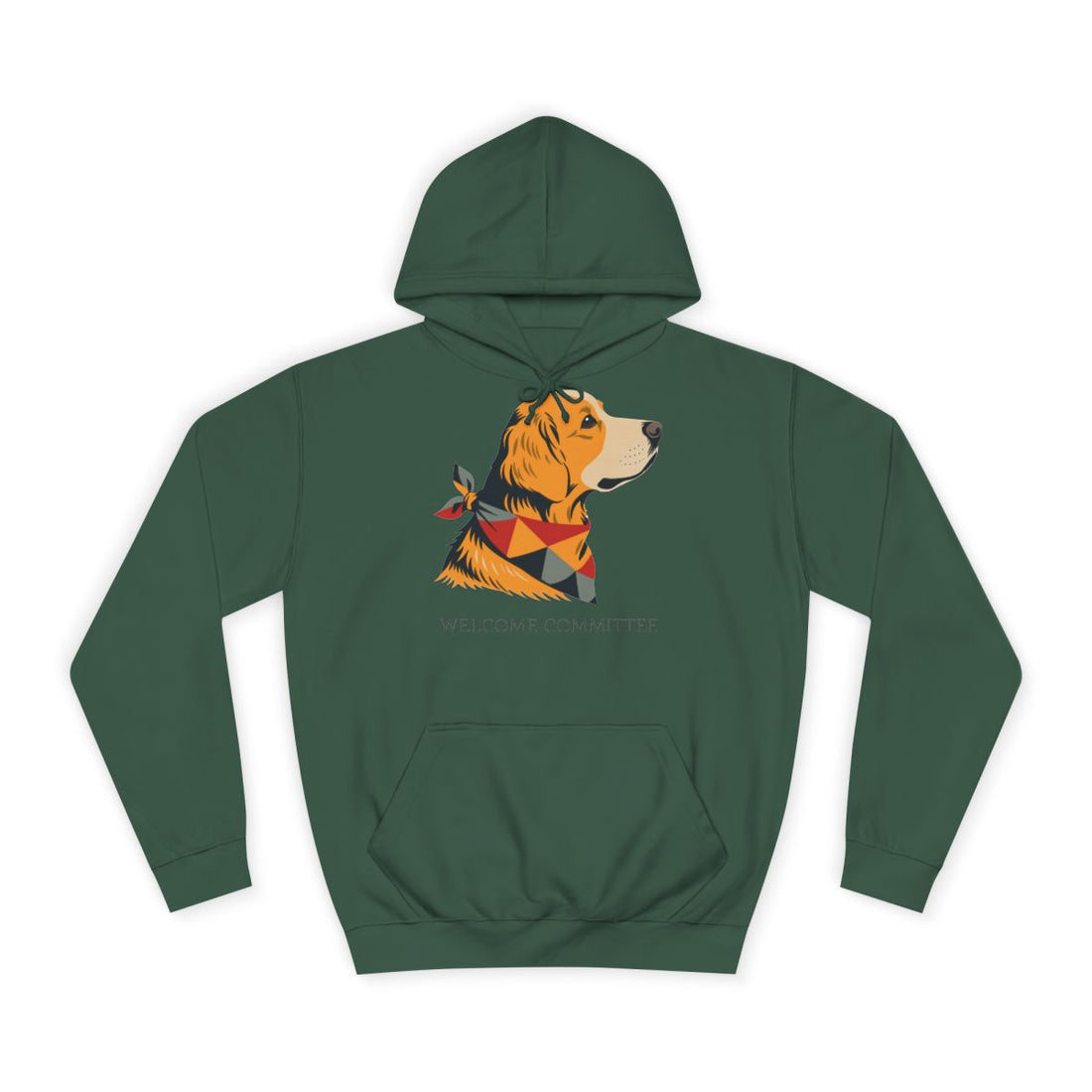 Bottle Green — Front | Golden Retriever Welcome Committee Hoodie