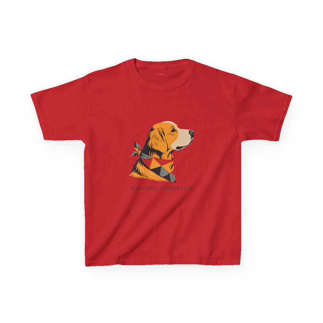 Red — Front | Golden Retriever Welcome Committee Kids Tee