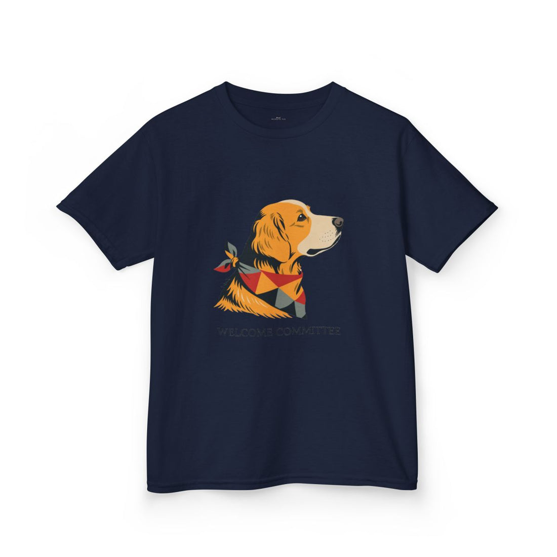 Navy — Front | Golden Retriever Welcome Committee Kids Tee