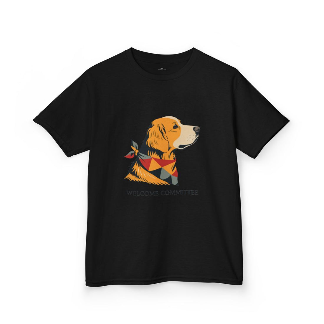 Black — Front | Golden Retriever Welcome Committee Kids Tee