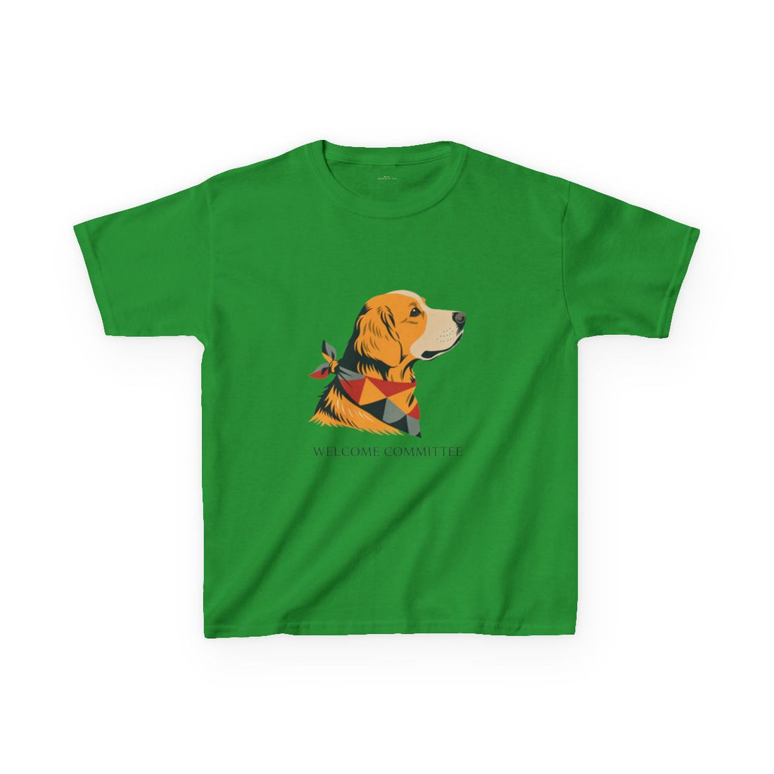 Irish Green — Front | Golden Retriever Welcome Committee Kids Tee