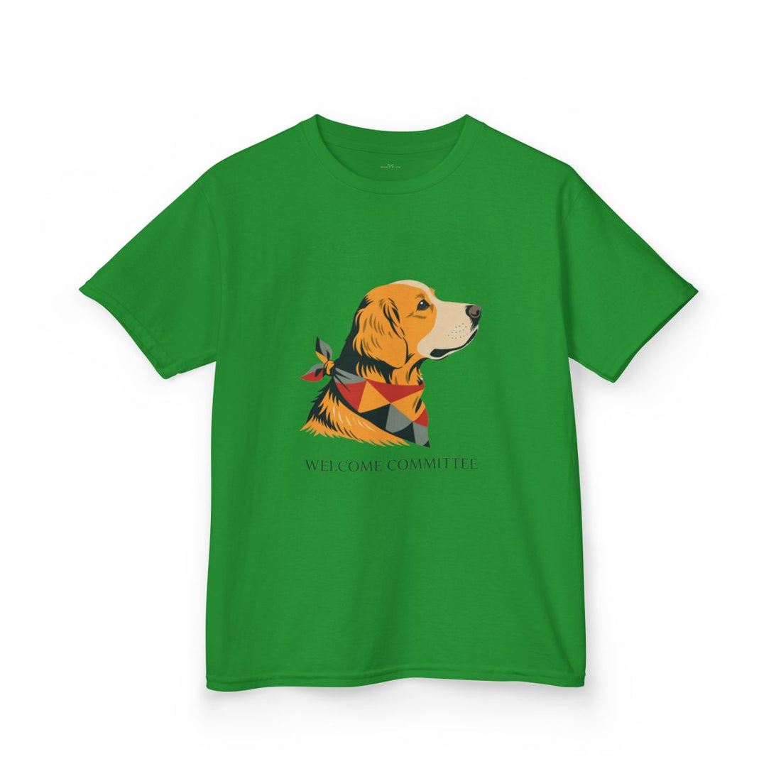 Irish Green — Front | Golden Retriever Welcome Committee Kids Tee