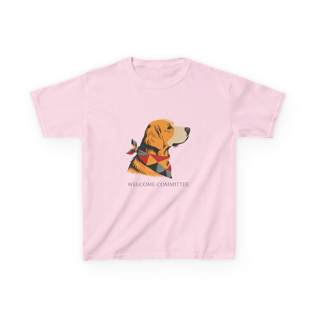 Light Pink — Front | Golden Retriever Welcome Committee Kids Tee