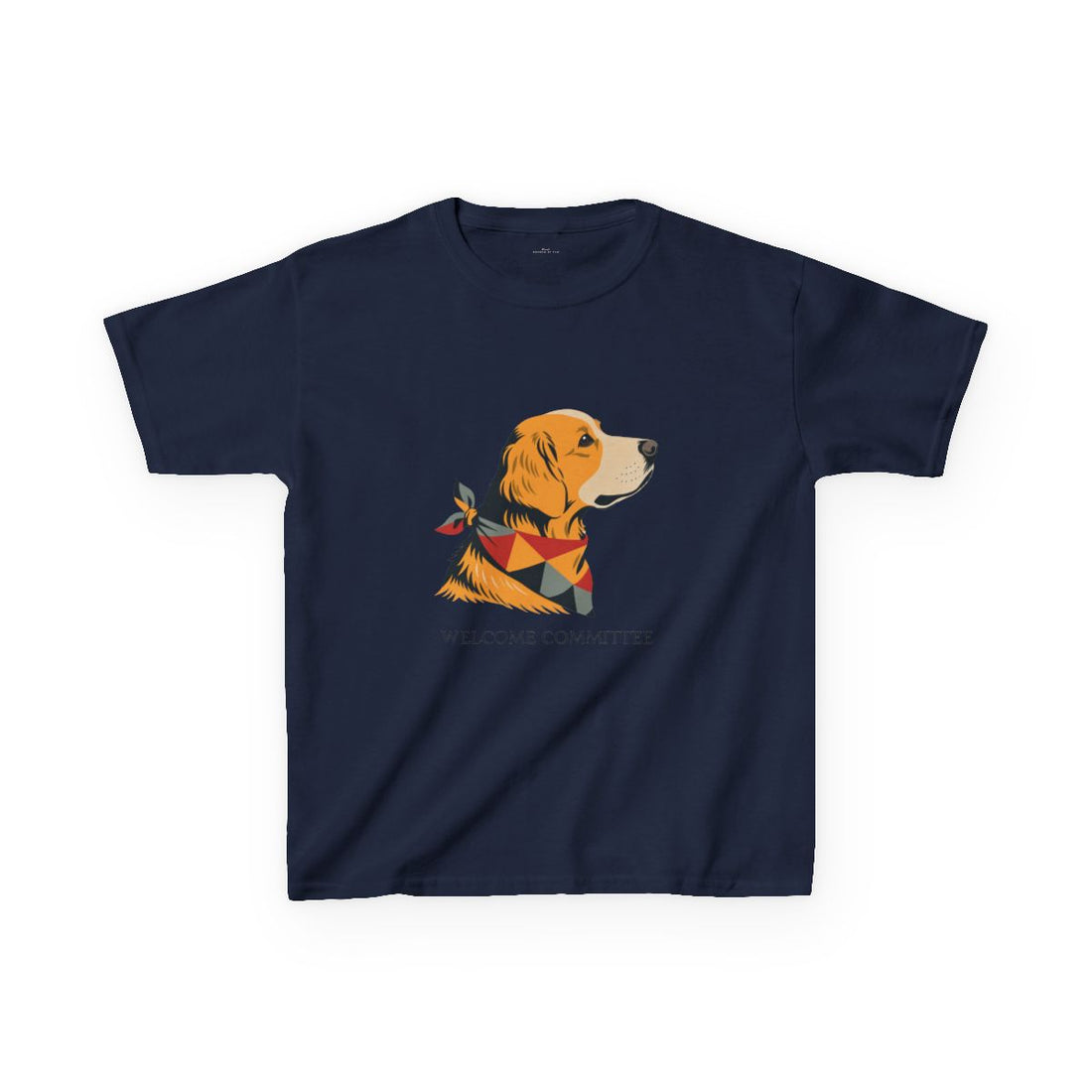Navy — Front | Golden Retriever Welcome Committee Kids Tee
