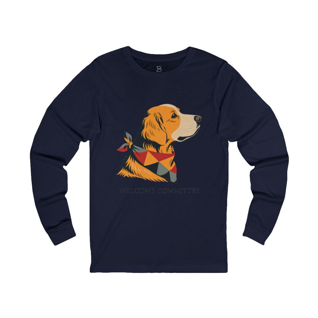 Navy — Front | Golden Retriever Welcome Committee Long Sleeve Tee