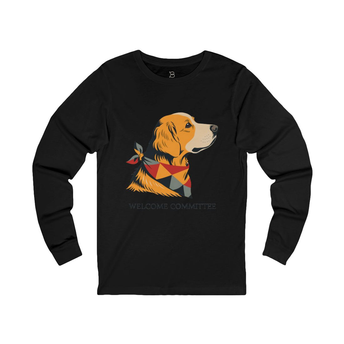 Black — Front | Golden Retriever Welcome Committee Long Sleeve Tee